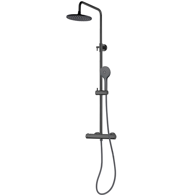 Project Source Shower Column - Adjustable Height - Round Head - Black