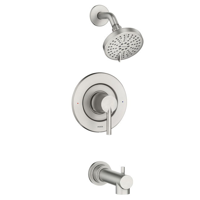 Moen Arlys Spot Resist Brushed Nickel 1-Handle Bathtub and Shower Faucet with Valve