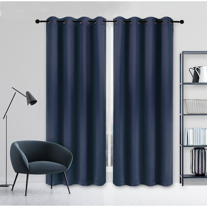 Safdie & Co Blackout Woven Curtain - 54-in x 84-in - Polyester - Navy Blue