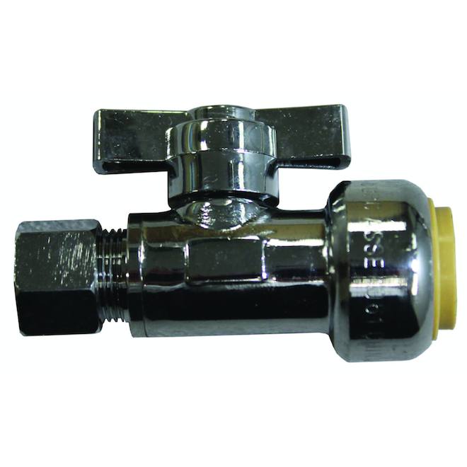 Waterline Straight Stop Valve 1/2-in Push Fit x 3/8-in Compression