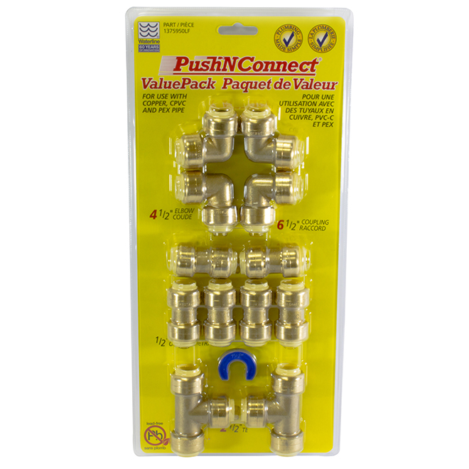 "Pushnconnect" Brass Coupling Kit - 13/Pack