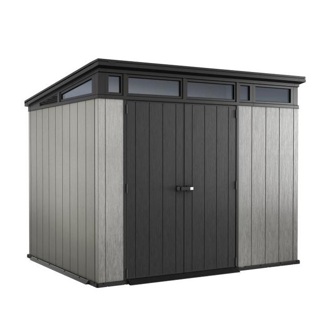 Keter Artisan Resin Garden Shed - 9-ft x 7-ft - Grey and Black