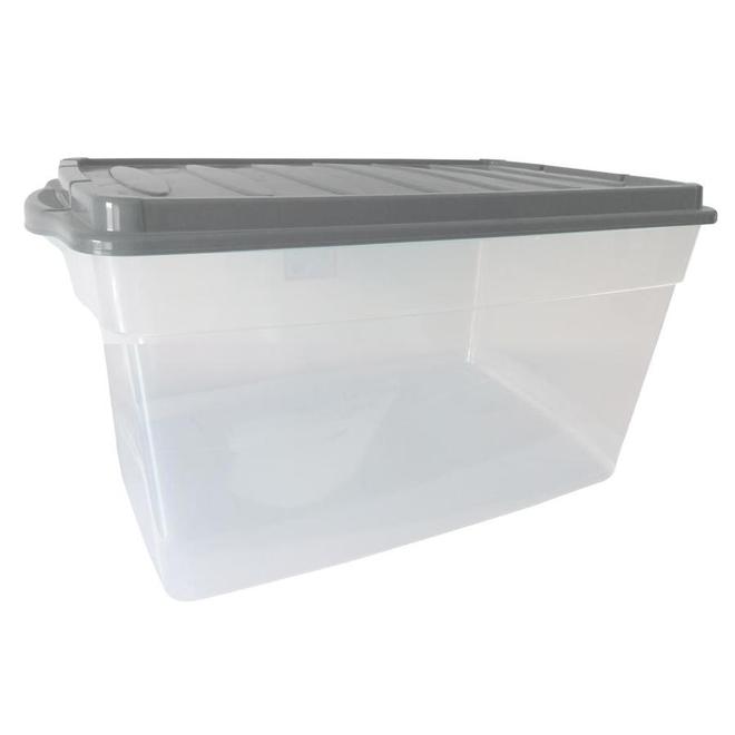 Dura - Storage Box 38.6 L Plastic - Clear and Grey
