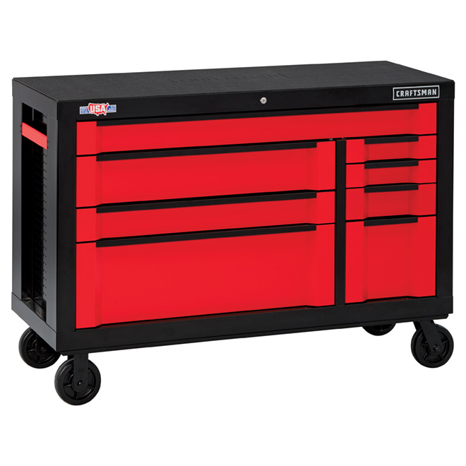 Coffre/armoire à outils, 8 tiroirs, 54'', rouge et noir