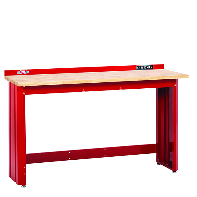 Workbench with Butcher Block Top - 6' - Red