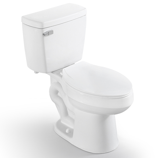 Project Source Pro-Flush 2-Piece Elongated Toilet - Single Flush - 1.28-gal./min - White