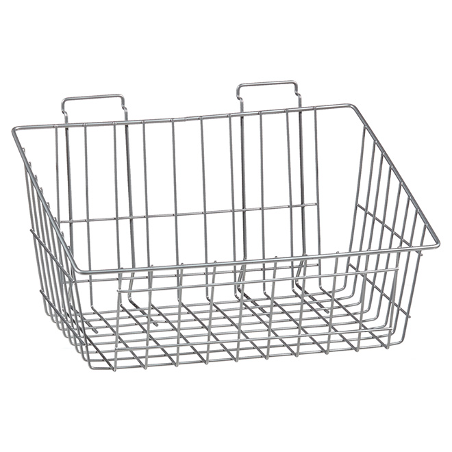 Proslat 15-in x 8-in x 11-in Steel Silver Wire Basket with Hooks