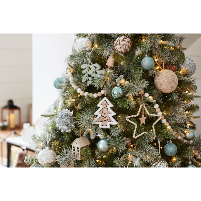 Guirlande de Noël Holiday Living intérieure avec poinsettias et lumières  DEL blanc chaud, 9 pi LW64-LX022