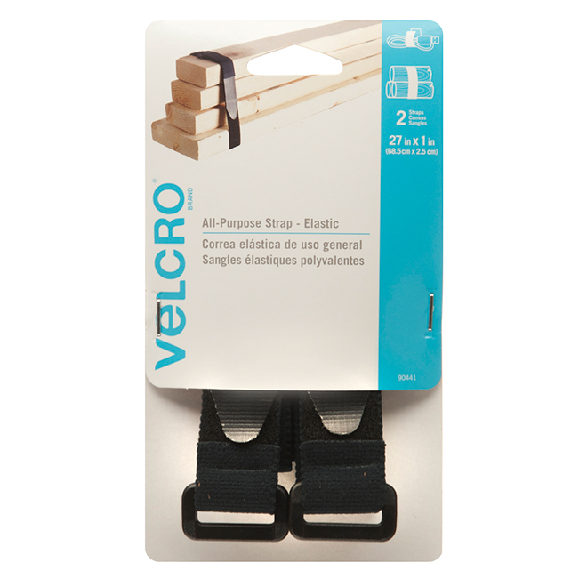 Ruban adhésif tout usage Velcro Sticky Back, noir, 18 x 3/4 po