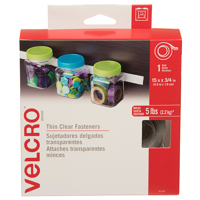 VELCRO® Brand Tape - 15' x 3/4" - Clear