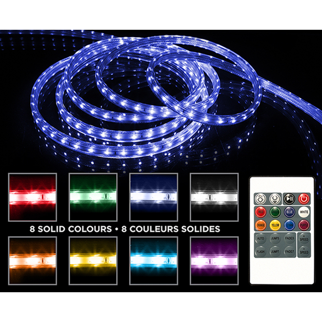 Ruban lumineux à 150 lumières DEL 8 couleurs Danson Decor 16,4 pi avec  télécommande