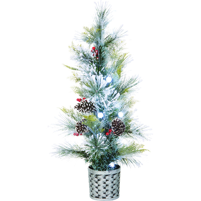 Holiday Living 3-ft Pre-Lit Full Rightside-Up Flocked Artificial Xmas Tree Changing Color LED