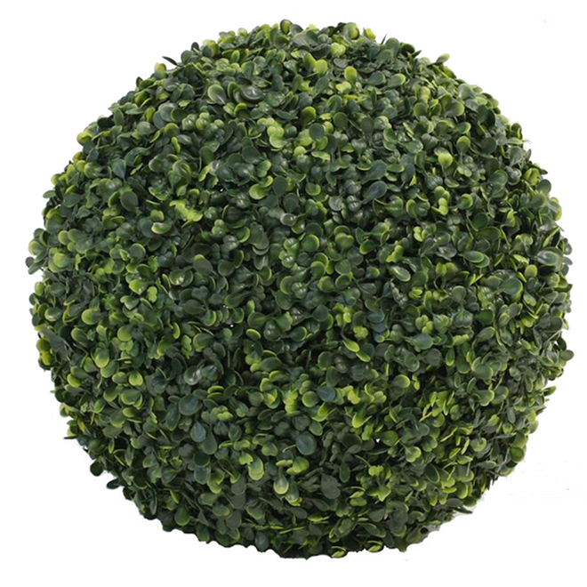 Plante topiaire artificielle, boule, 15", pvc, vert
