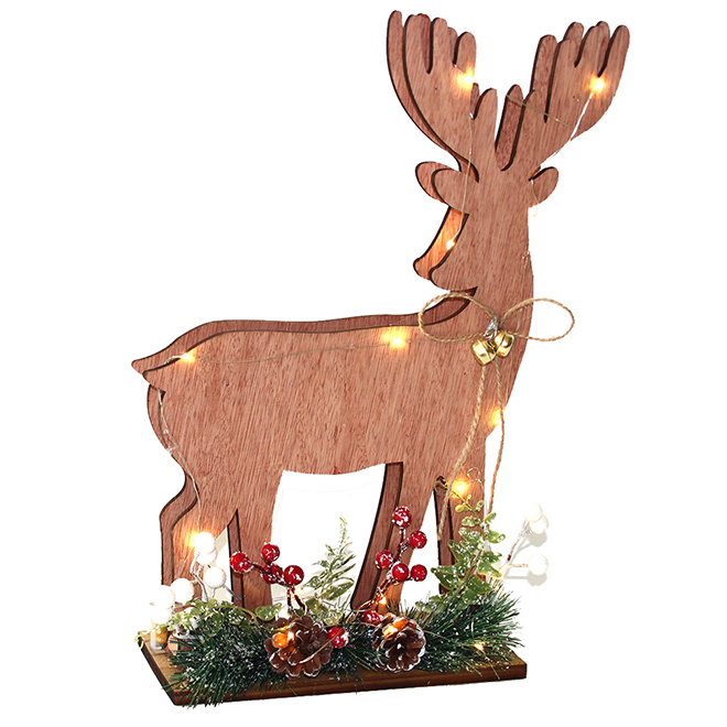 Holiday Living 17.72-in Wood Reindeer Figurine with LED