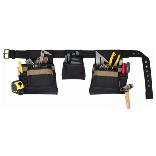 Kuny's Carpenter's Tool Belt - Polyester - Black and Tan - 11 Compartments
