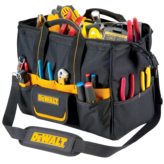 DeWalt 16-in Tool Bag 33 Pockets Polyester Black and Yellow DG5543  Réno-Dépôt