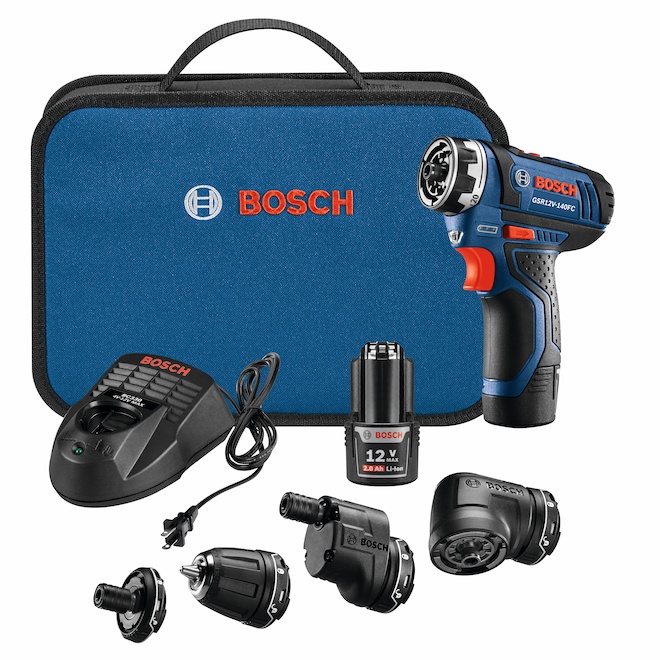 Perceuse sans fil Bosch Flexiclick 12 V 1/4 po à vitesse variable (2 piles  incluses et chargeur inclus) GSR12V-140FCB22