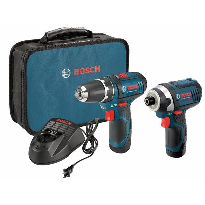Bosch Kit combiné d'outils électriques 12 V 2 outils avec étui souple (2 piles incluses et chargeur inclus)