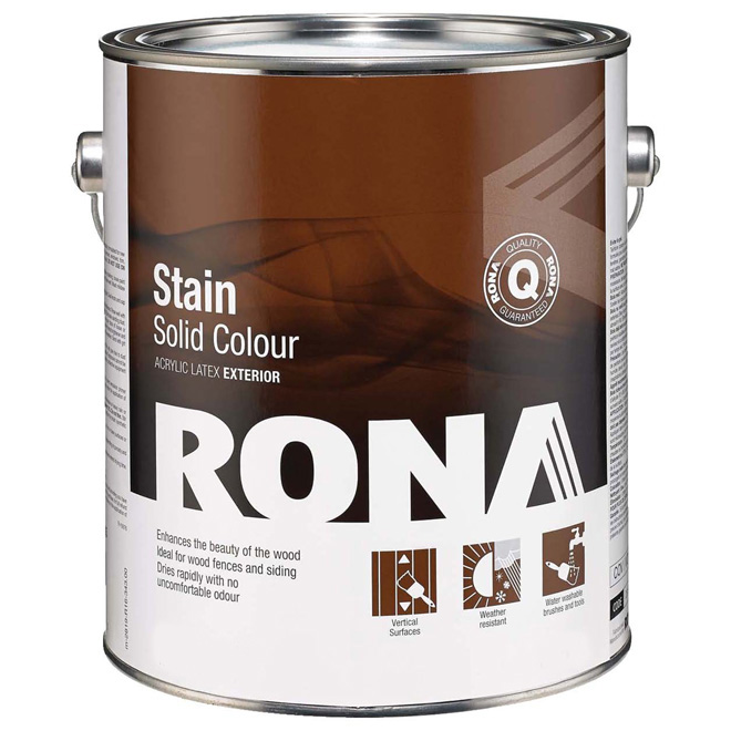 Rona Exterior Wood Stain Solid White Base 3.78 L