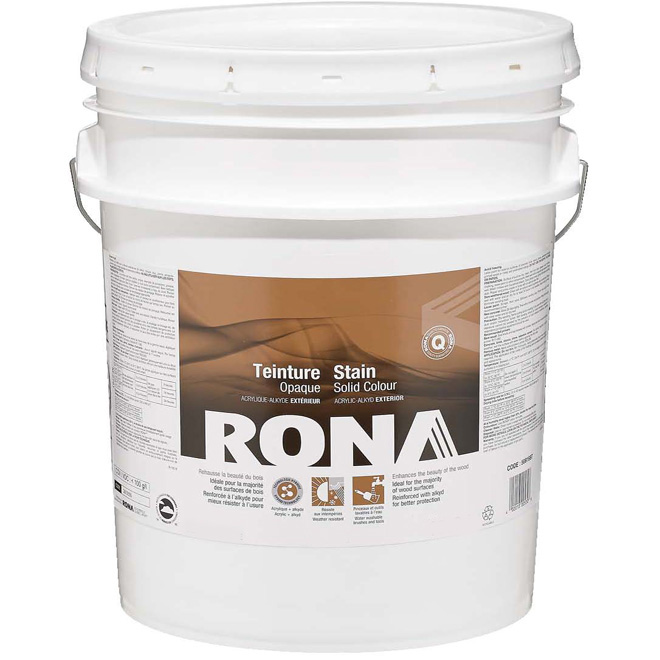 Teinture d'extérieur pour bois Rona, opaque, base blanche, 18,9 l