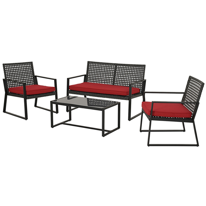 Style Selections Allen Roth Ainsley Outdoor Furniture Set Steel Red Black 4 Pieces Réno Dépôt - Allen Roth Outdoor Furniture Replacement Parts