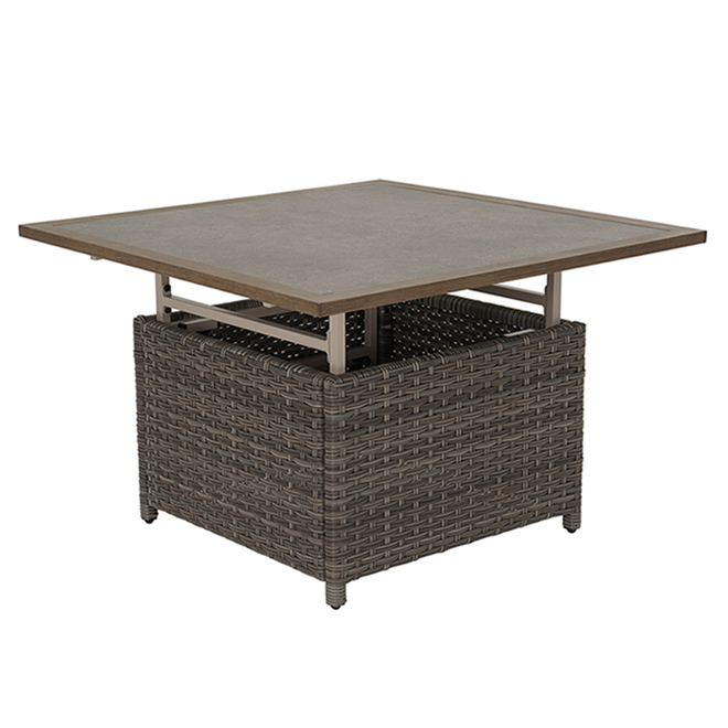 Allen + Roth Castlefield Square Outdoor Dinner Table 39.37-in W x 39.37-in L Cement Grey