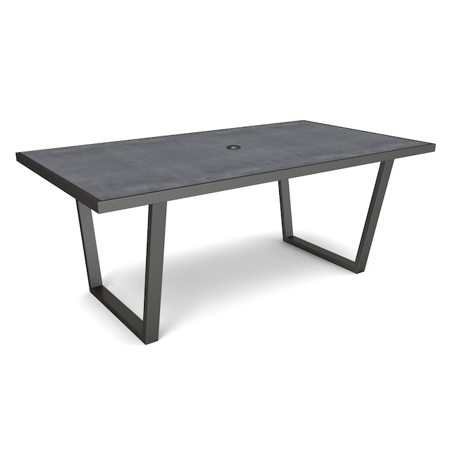 Allen + Roth Brokking Steel Rectangle Dining Table Grey 70-in
