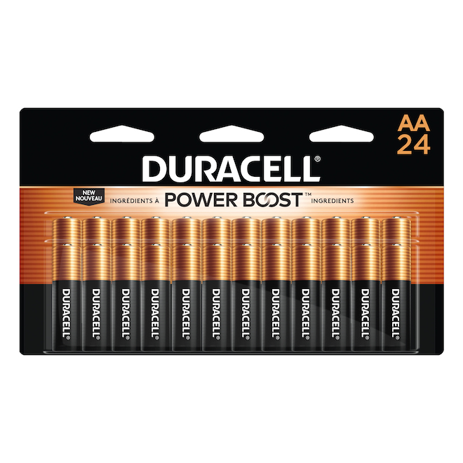 Piles AA Duracell Coppertop paquet de 24 noir et cuivre