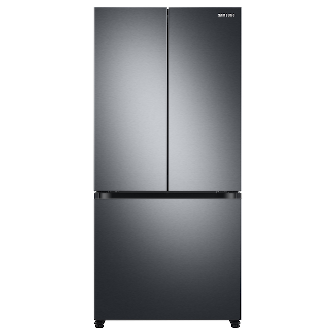 Réfrigérateur à portes françaises Samsung acier inoxydable noir de 17,5 pi³ avec machine à glaçons, profondeur comptoir