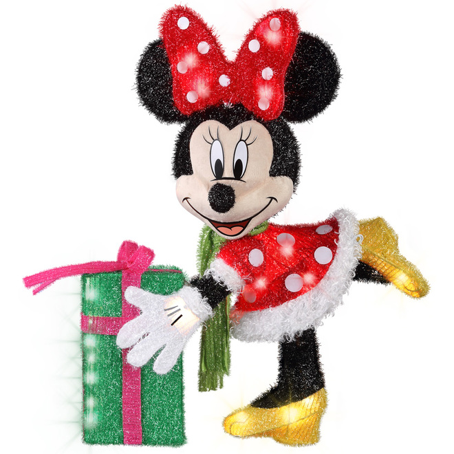 Minnie avec cadeau 3D et illuminé de Disney, tissu lamé et métal
