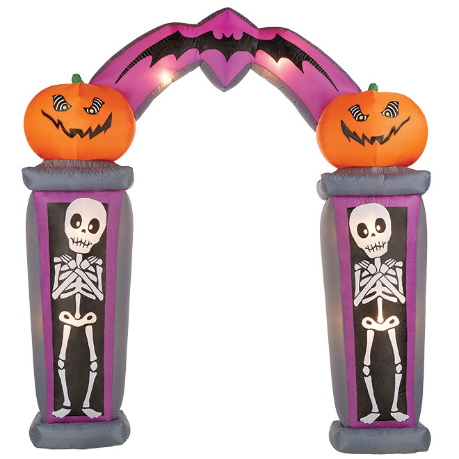 Gemmy 8.5ft Inflatable Arch with Spooky JackOLanterns and Skeletons