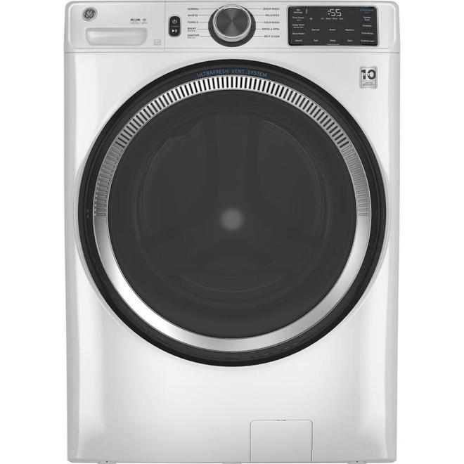 GE Wi-Fi Connect 5.5-Ft³ Front-Load Washer Reversible Door Stackable White Energy Star Certifed