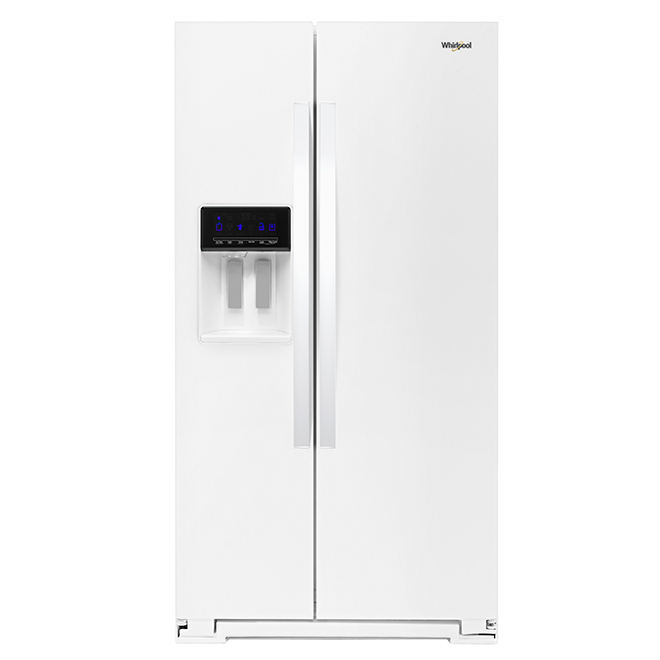 Réfrigérateur juxtaposé Whirlpool avec distributeur d'eau/de glaçons, 36  po, 28 pi³, blanc