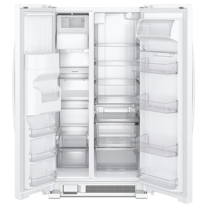 Réfrigérateur juxtaposé Whirlpool avec distributeur d'eau/de glaçons, 33 po,  21 pi³, blanc WRS321SDHW