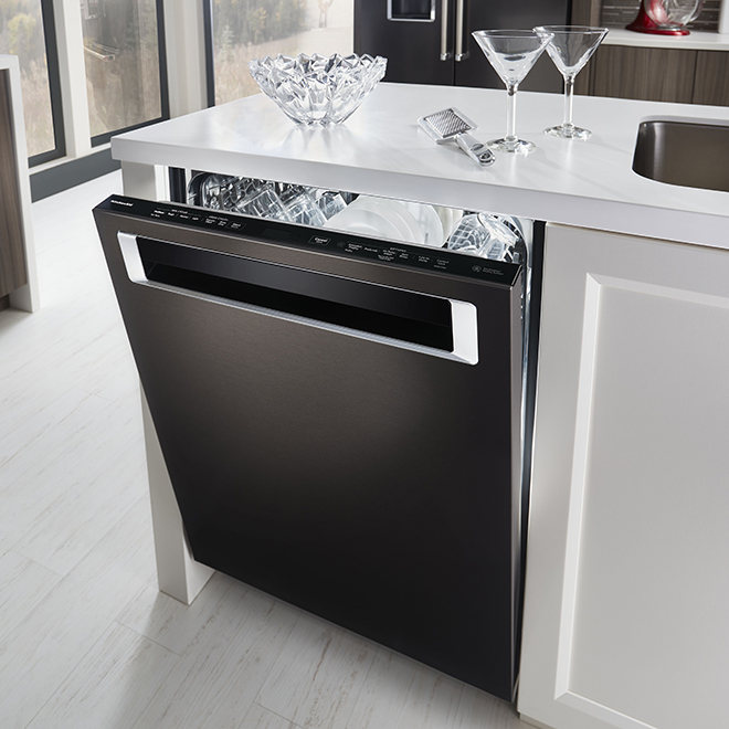 KITCHENAID Lavevaisselle encastré avec fini antitraces, 24", inox noir KDTE234GBS RénoDépôt