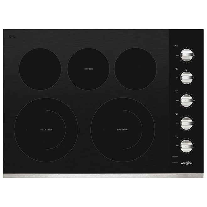Whirlpool Cooktop with FlexHeat Element - 30-in - Black/Stainless Steel