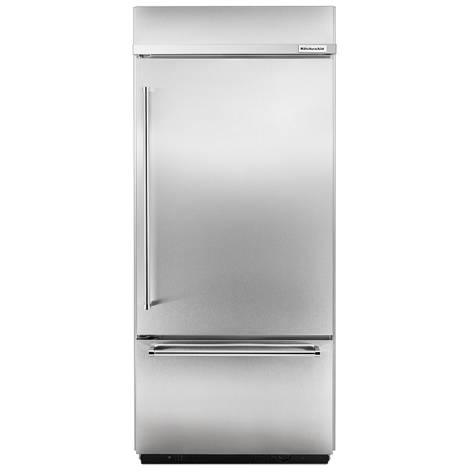 KitchenAid Bottom Freezer Built-in Refrigerator - Left Handle - 36-in - 20.9-cu ft - Stainless Steel
