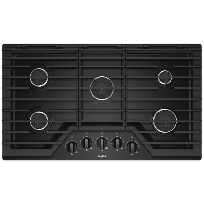 Whirlpool(TM) 5Burner Gas Cooktop 36" Black SS WCG55US6HB RénoDépôt