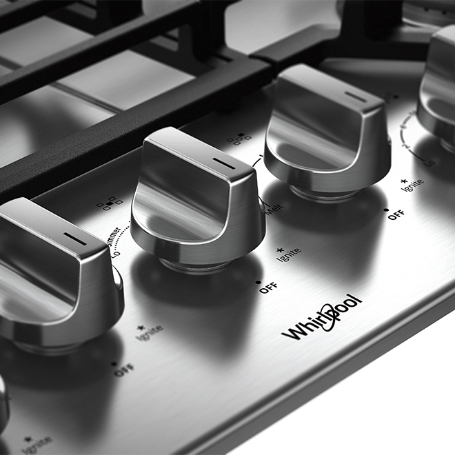 Whirlpool Gas Cooktop 5 Burners 36in 18,000 BTU Stainless