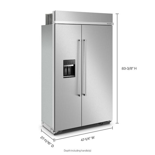 KitchenAid 29.4 CFT BuiltIn SidebySide Refrigerator IceMaker