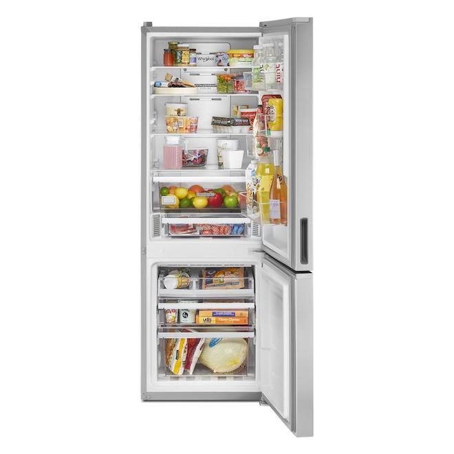 Whirlpool 24in Stainless Steel Bottom Freezer Refrigerator 12.7cu
