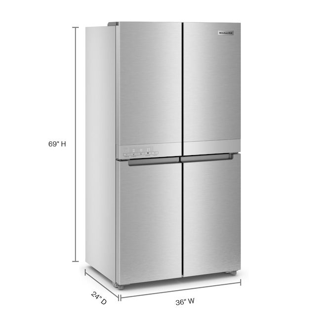 KitchenAid 36 In 4 Door Bottom Split Freezer Refrigerator 19 4 Cu Ft   30006871ca L 