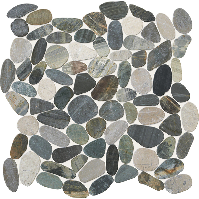 Tuiles mosaïque Delfino Stone de 12 po x 12 po pour sol et mur, gris