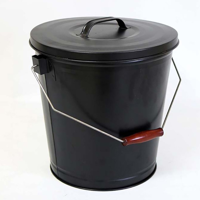 LANDON&CO 12-in Black Steel Ash Bucket with Lid