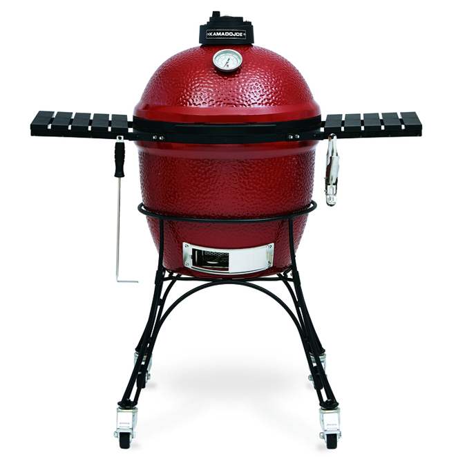 Kamado Joe Classic I Charcoal Grill with Side Shelves - Ceramic - 18-in - 254-sq. in. - Red