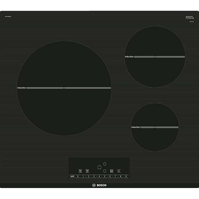 Bosch 500 Series Induction Cooktop - 3 Elements - 24-in - Black