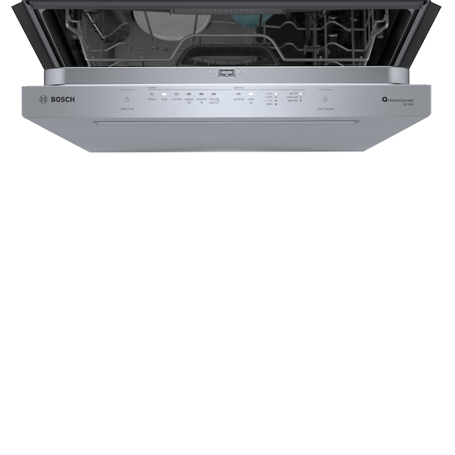 Bosch Lave-vaisselle intelligent encastrable avec Home ConnectMC, 46 dBA,  3e panier, 24 po acier inoxydable résistant aux traces de doigts SHE53B75UC