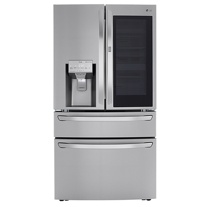 Réfrigérateur intelligent à portes françaises LG avec tiroir double et  InstaView, 36 po, 22,5 pi³, acier inoxydable LRMVC2306S