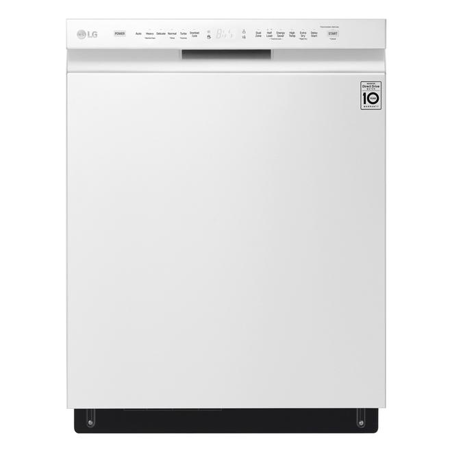 LG 24-in Front Controls White Slide-in Dishwasher with QuadWash