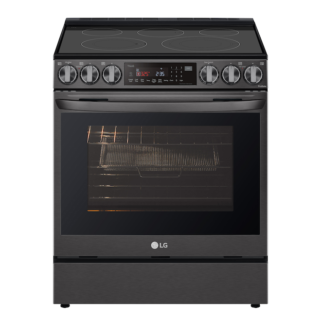 LG 5-Element 6.3-cu ft Self-Cleaning Air Fry Convection Electric Range Black Stainless Steel (30-in)